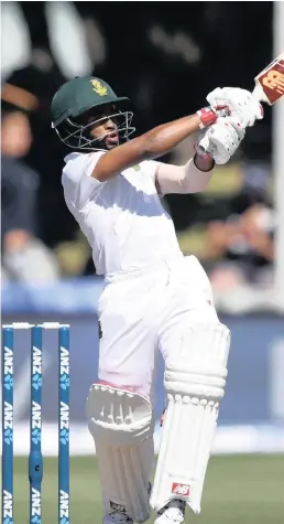  ??  ?? Temba Bavuma batting for the Proteas against the Black Caps earlier this year in the second Test at the Basin Reserve in Wellington, New Zealand.