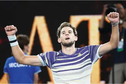  ?? Picture: AFP ?? THAT’S IT. Austria’s Dominic Thiem celebrates after victory against Germany’s Alexander Zverev in their semi-final at the Australian Open in Melbourne yesterday.