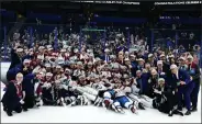  ?? Andy Cross / The Denver Post ?? The Colorado Avalanche pose for a group photo after defeating the Tampa Bay Lighting to win the Stanley Cup at Amalie Arena June 26, 2022.