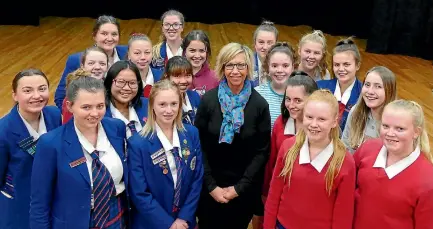  ?? JOHN HAWKINS/FAIRFAX NZ 634440821 ?? Southland Girls’ High School head of performing arts and musical director of femme Sarah Rae with students in the school’s Femme choir. The students will be heading to Auckland in August for the Big Sing national finale.