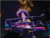  ??  ?? Ibeyi performs with Kali Uchis Sunday at the Coachella Music and Arts Festival in Indio.