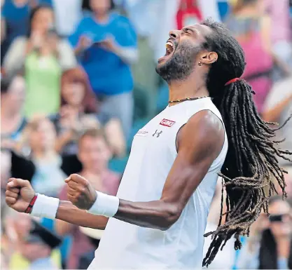  ??  ?? Dustin Brown celebrates his stunning win over two-time champion Rafael Nadal.