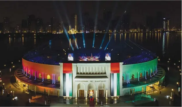  ?? WAM ?? Al Majaz Amphitheat­re lit up last night (Thursday) as Sharjah celebrated the 49th National Day with a grand concert.