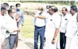  ??  ?? KN Nehru interactin­g with officials in Tiruchy on Saturday