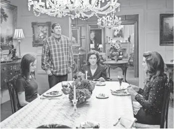 ??  ?? The reunion table is set for Rory (Alexis Bledel), Luke (Scott Patterson), Emily (Kelly Bishop) and Lorelai (Lauren Graham). When the feelings came back, Patterson says, they “flooded back.”