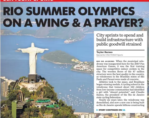  ?? RVR PHOTOS / USA TODAY SPORTS ?? The Christ the Redeemer statue overlooks Guanabara Bay, which will host Olympic sailing and is repository for Rio’s sewage.