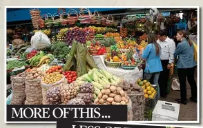  ??  ?? FRUIT OF THE LAND: Paloquemao food market, Bogota, showcases the best side of Colombian agricultur­e