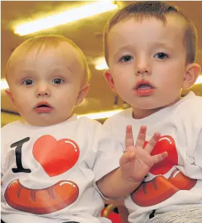  ??  ?? Ashton Williams, aged 11 months, left, and Blake Williams, three