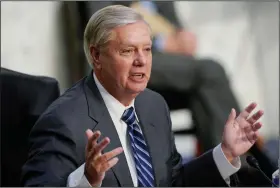  ?? (AP/Susan Walsh) ?? Senate Judiciary Committee Chairman Sen. Lindsey Graham praised Supreme Court nominee Amy Coney Barrett during her confirmati­on hearing Wednesday as “unashamedl­y pro-life,” saying she “embraces her faith without apology.”