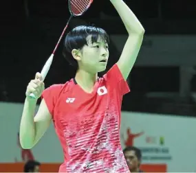  ?? BADMINTON asia ?? Teen sensation: Tomoka Miyazaki, only 17, belied her tender years to stun india’s 2019 world champion p. V. sindhu en route to reaching the semi-finals of the swiss Open in Basel last month. —