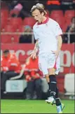  ??  ?? Sevilla’s Swiss midfielder Ivan Rakitic reacts during the Copa del Rey (King’s Cup) semifinal second leg football match Sevilla FC vs Atletico de Madrid at the Ramon Sanchez Pizjuan
Stadium in Sevilla on Feb 27. (AFP)