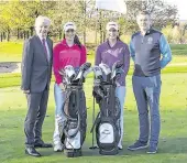  ??  ?? Welcome: Lisa and Leona Maguire with Tony Walker (General Manager), and Gordon Smyth (Head PGA Pro) at the Slieve Russell Hotel, Golf &amp; Country Club in Co Cavan