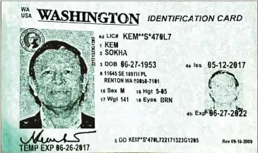  ?? SUPPLIED ?? A US identifica­tion card purportedl­y belonging to opposition leader Kem Sokha is circulatin­g on social media after his arrest last week for alleged collusion with the US.