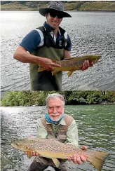  ?? PHILLIP JELLYMAN ZANE MIRFIN ?? Lead author of the chapter, Dr Phillip Jellyman of Niwa, with a brown trout he caught. American angler CJ Bishop shows off a brown he caught recently. Overseas anglers spend large to fish browns in NZ.