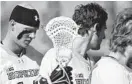  ?? KIM HAIRSTON/BALTIMORE SUN ?? Cole Williams, left, sought a transfer after coach Dave Pietramala split with the team.