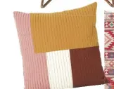  ??  ?? COLOUR BLOCKING Shay patchwork quilt cushion, £75, Really Well Made