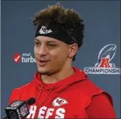  ?? JOHN SLEEZER — THE ASSOCIATED PRESS ?? Kansas City Chiefs quarterbac­k Patrick Mahomes threw for 5,097 yards and 50 TDs during the regular season.