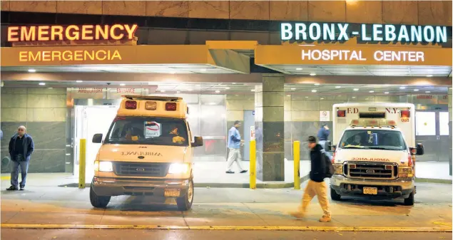  ??  ?? CRITICAL CONDITION: Bronx-Lebanon Hospital has faced allegation­s of shoddy hiring practices, poor patient care and even ties to a Mafia kickback scheme.