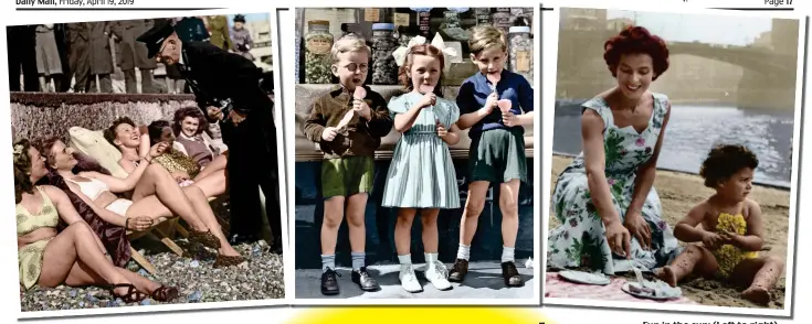  ?? Pictures: GETTY ?? Fun in the sun: (Left ( to right) ) Deckchair attendant in Eastbourne, lollies in Hackney and a picnic by the Thames