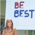  ?? SAUL LOEB/AFP/GETTY IMAGES ?? First lady Melania Trump announced at the White House on Monday that her campaign will center on children’s well-being.