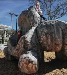  ?? Brian Boeckman ?? Sharon Engelstein’s “Tall Ma,” located at Midtown Park, is an interactiv­e sculpture resembling a fanciful pile of boulders, or maybe a bear, designed to be climbed upon.