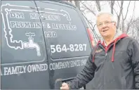  ?? CHRISTIAN ROACH/CAPE BRETON POST ?? David MacLean, an owner of MacLean’s Plumbing & Heating Ltd, is seen next to his work van in Sydney on Thursday. MacLean says there are plenty of ways to prevent pipes from freezing in a household in winter months.