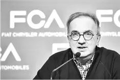  ??  ?? Fiat Chrysler Automobile­s’s former chief executive officer Sergio Marchionne. — AFP photo
