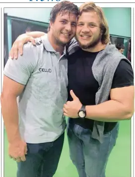  ??  ?? Brothers Juan, left, and Pierre Schoeman have both been included in Super Rugby squads for this season, Juan with the Sharks and Pierre contracted to the Blue Bulls.