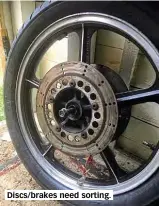  ??  ?? Discs/brakes need sorting.