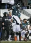 ?? MATT SLOCUM — THE ASSOCIATED PRESS ?? Eagles receiver Nelson Agholor reacts after catching a firstdown pass during the second half of the NFC championsh­ip game against Minnesota. In a year, Agholor has gone from a draft bust to a key piece in a Super Bowl team.