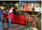  ?? PTI ?? Telugu actor Bharat’s car crushed under a lorry after an accident at Shamshabad on Saturday. —