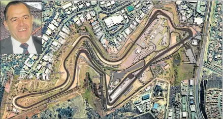  ??  ?? NEW TRACK: An aerial view showing the new Kyalami race track which should be finished at the end of September. INSET: A happy Toby Venter, owner of Kyalami race track, announces the R100-million upgrade on Tuesday