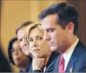  ?? Allen J. Schaben Los Angeles Times ?? CANDIDATES Wendy Greuel, second from right, and Eric Garcetti, right, have amped up their attacks on one another over her City Hall audits.