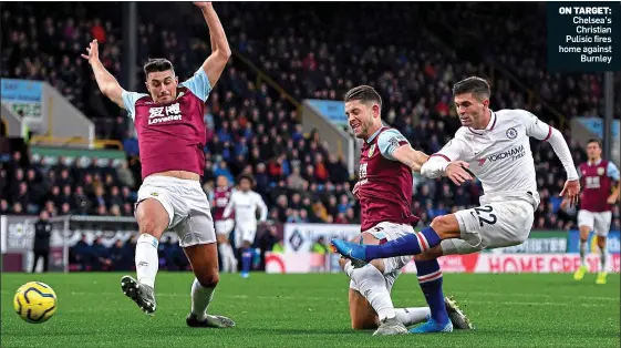  ??  ?? ON TARGET: Chelsea’s Christian Pulisic fires home against Burnley