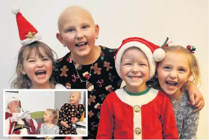  ??  ?? ●●Ruth Grace (second left) is pictured with, from the left, Annabelle Botham (four), Noah Proctor (four) and sister Amelia Crosby (five) and (inset) chatting with Santa