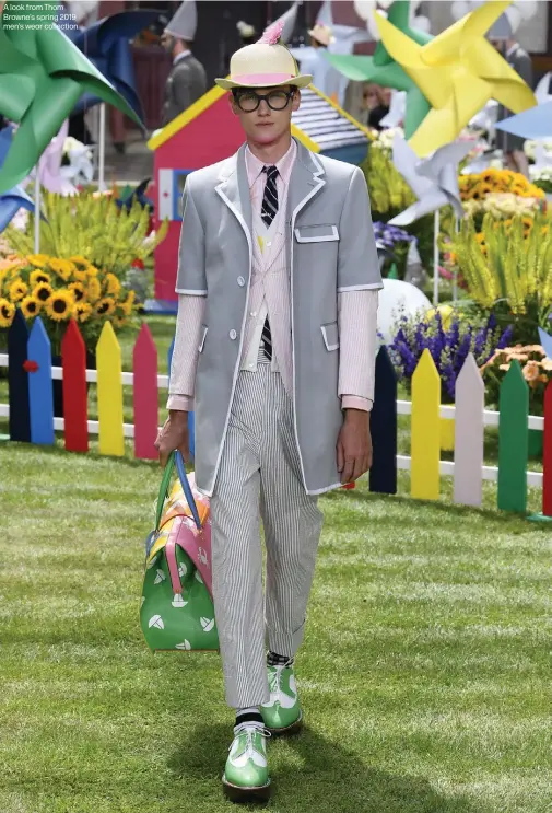  ??  ?? A look from Thom Browne’s spring 2019 men’s wear collection.