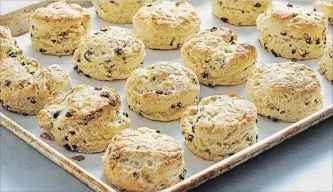  ?? TOM MCCORKLE FOR THE WASHINGTON POST ?? One-bowl British scones with a subtle sweetness that are great with or without currants, on their own or with generous heaps of clotted cream, strawberry jam and/or lemon curd.