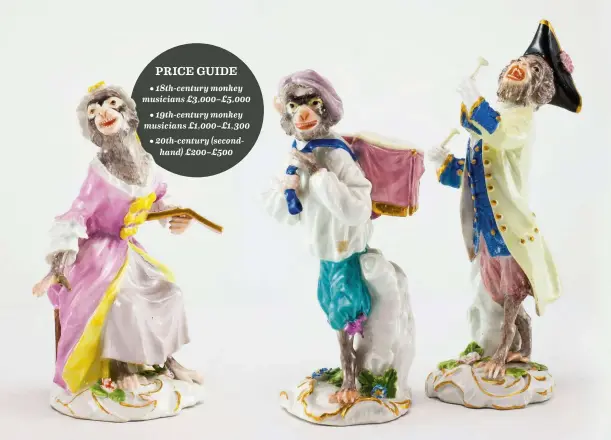  ??  ?? PREVIOUS PAGE A rare collection of 12 Meissen monkeys fetched £32,400 at Bonhams in 2009.