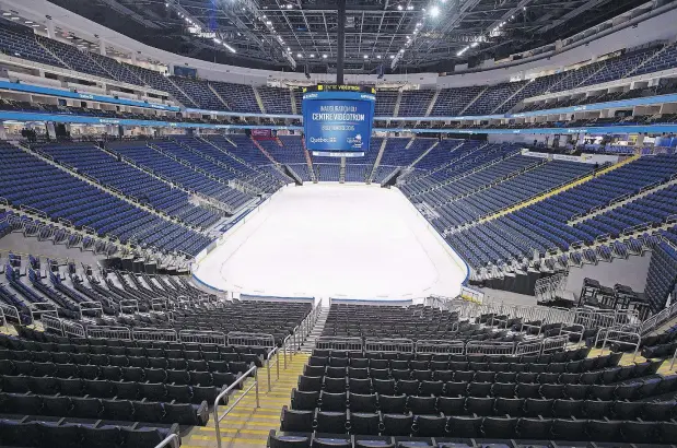  ?? — THE CANADIAN PRESS FILES ?? Quebec City’s 18,000-seat Videotron Centre was built in the hope of attracting an NHL team. But the city is still waiting after its last bid was put on hold by the league. The rink is now home to the Quebec Remparts of the Quebec Major Junior Hockey League.