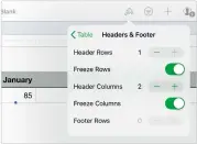  ??  ?? Names in Sheet 2 appear in the second column. To still use as a header, tap the formatting brush, go to Table > Headers & Footer and increase Header Columns to 2.