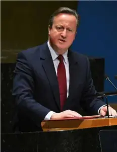  ?? ?? Foreign Secretary Lord David Cameron addresses the UN General Assembly meeting in New York yesterday