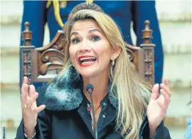  ?? EFE ?? Jeanine Añez asumió la presidenci­a tras el golpe de Estado.