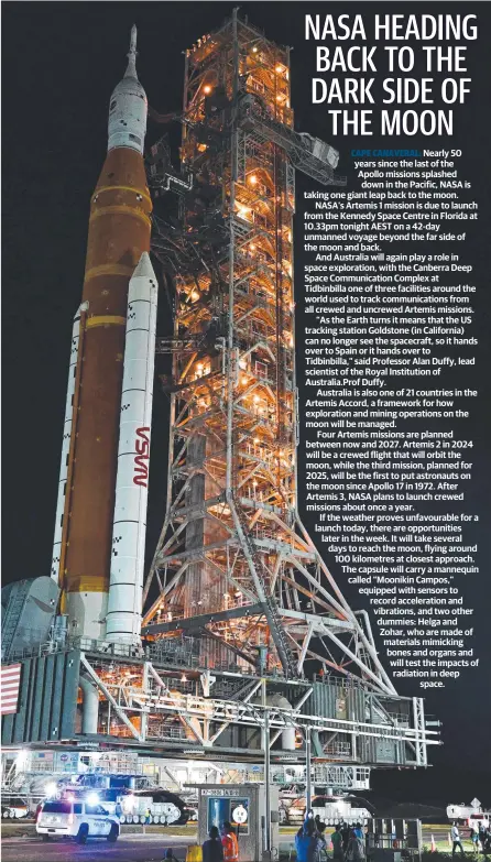  ?? ?? NASA's Artemis I on the launch pad at Kennedy Space Center in Cape Canaveral. Picture: Chandan Khanna/AFP