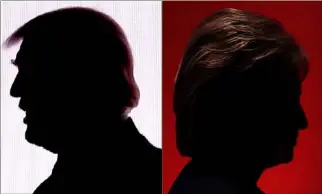  ?? (Photos AFP) ?? Si les derniers sondages sont serrés entre Donald Trump et Hillary Clinton, un léger avantage est donné à la candidate. Le nom du  président(e) sera connu dans la nuit demardiàme­rcredi.