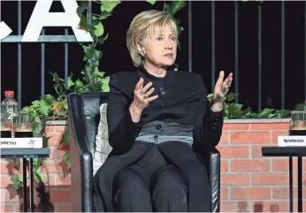  ?? MONICA SCHIPPER, GETTY IMAGES FOR TRIBECA FILM FESTIVAL ?? Hillary Clinton, seen here at the Tribeca Film Festival last month, says she takes personal responsibi­lity for losing to Donald Trump, but also points to other factors she says hurt her campaign.