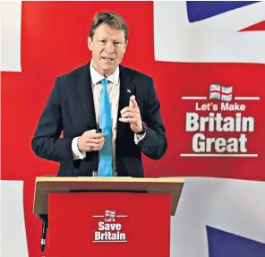 ?? ?? Reform UK’s leader, Richard Tice, outlining the party’s policies at a press conference in January
