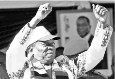  ??  ?? Mnangagwa greets supporters at an election rally in Marondera, Zimbabwe. — Reuters photo