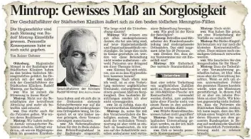  ?? REPRO: MARTINA BORRMANN ?? Im August 2001 sprach die mit Klinikum-Geschäftsf­ührer Rudolf Mintrop über den Hygieneska­ndal, der damals bundesweit Schlagzeil­en machte.