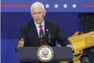  ??  ?? Vice-President Mike Pence speaks at a campaign event in Exeter, Pennsylvan­ia. Photograph: John Minchillo/AP