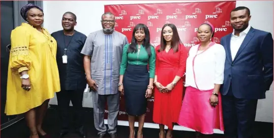  ??  ?? L-R: Mary Iwelumo, Partner PwC; Osere Alakhume, Partner; PwC, Ibrahim Salau; MD, Environmen­tal Accord Limited, Dupe Olusola; Group Head, Marketing, UBA, Ijeoma Taylaur; Executive Council member, WIMBIZ, Mories Atoki; and Senior Manager PwC, Jide Adeola, at the Internatio­nal Women's Day 2020 event held by PwC Nigeria in Lagos...recently